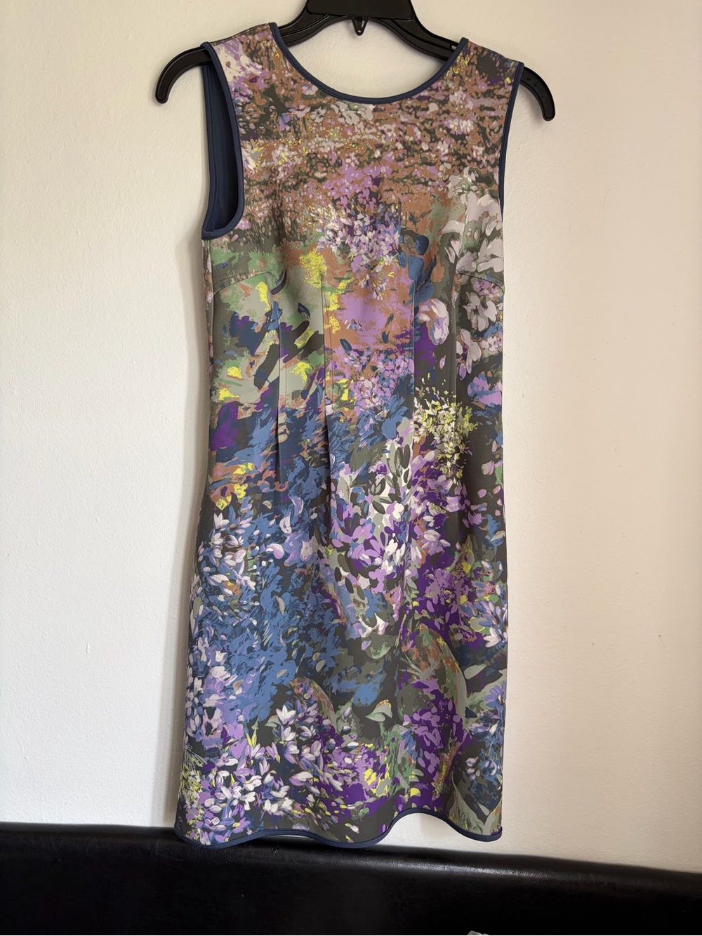White House Black Market Floral Zip-Front Mini Dress in Purple, Blue and Green